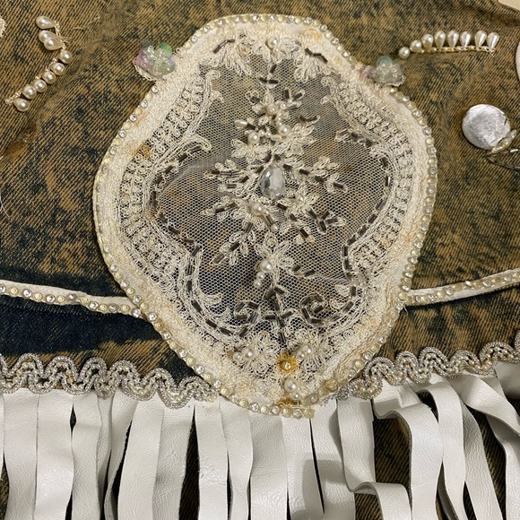 Havoc VINTAGE Cowgirl Denim Jean Jacket Fringes - Picture 8 of 12